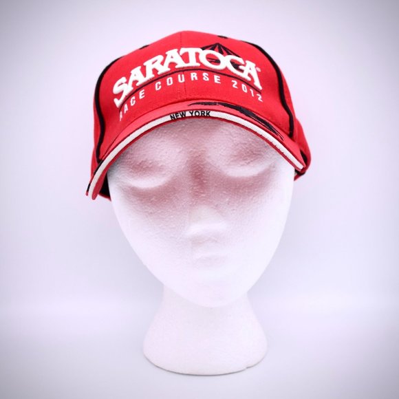 Saratoga NY Horse Race Course Hat Red 2012 Cap Cotton Embroidery Hook Loop Close - Picture 3 of 7